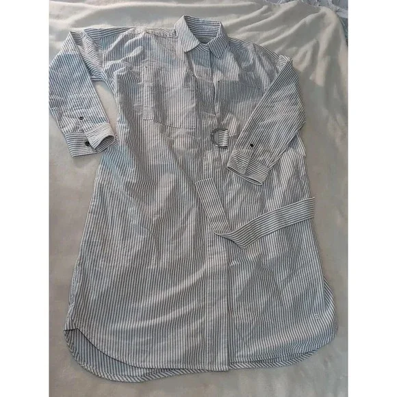 NWT Everlane Gray & White Oxford Shirt Dress Belted Organic Cotton Size XS - Picture 11 of 16